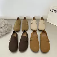 Женские туфли Birkenstock 2025 года, весна, корейский стиль, плоские женские туфли, новые туфли на одну ногу, ретро, мягкая подошва, одинарные туфли с рисунком бобов