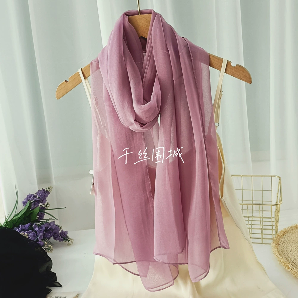 Summer Korean version of Women's Little Long Scarf Pure Color Symbol Skin Simpling Simple Dance Chiffon Red Joe Qi Qi Qi Qi Qi Qi Qiqi
