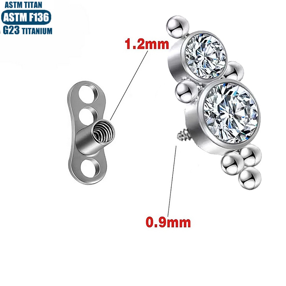 16G labret stud size and finish detail