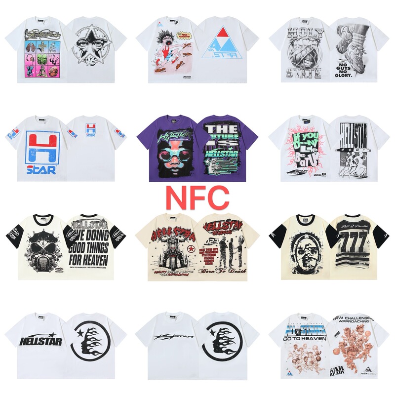 26Ss Cross-Border Foreign Trade Hellstar American Fashion High Street Retro Print Summer Loose Short-Sleeved T-Shirt for Men and Women