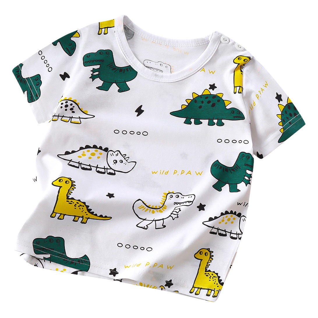 Camisetas de manga corta de algodón puro para niños, verano 2025, camisetas para niños con dibujos animados, estilo coreano, blusas de manga corta para niñas, ropa infantil.