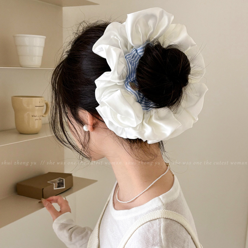 Anillo de cabello de intestino grande para mujeres 2025 nueva sensación de alta calidad bola cabeza de cola de caballo encaje flor cabello cuerda de cabello de alta elasticidad tocado