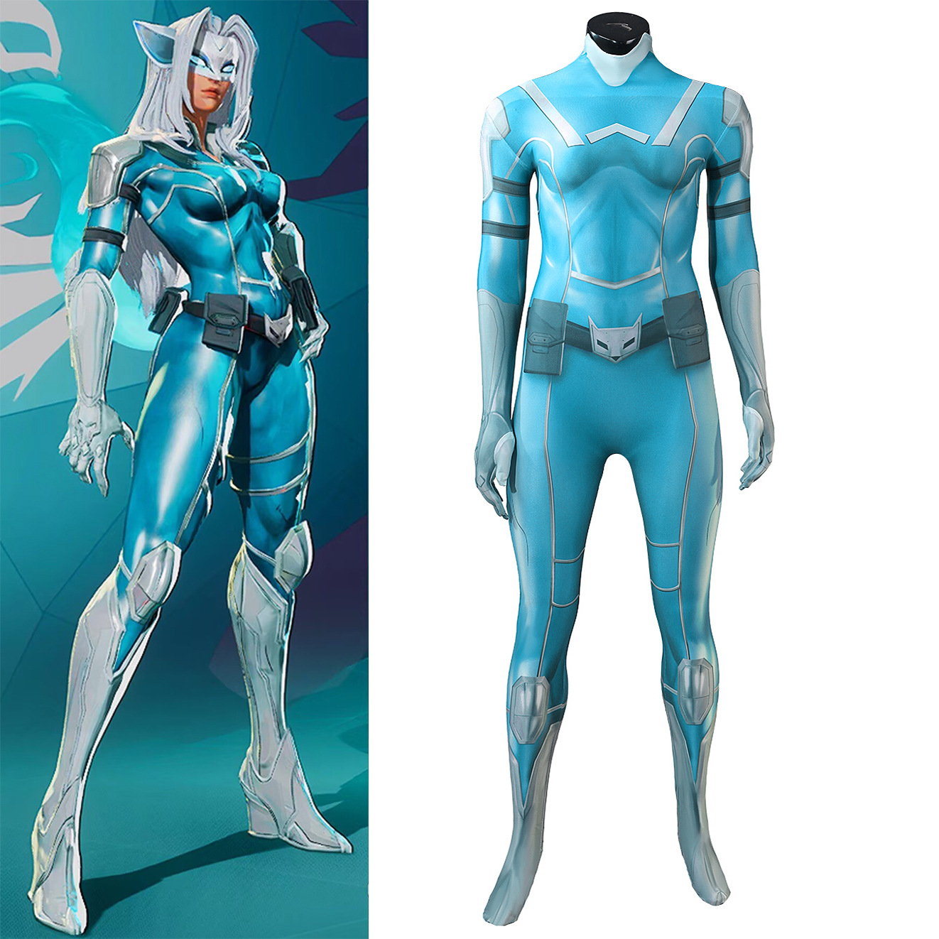 漫威争锋白狐漫画皮肤万圣节cosplay游戏角色扮演服装连体衣