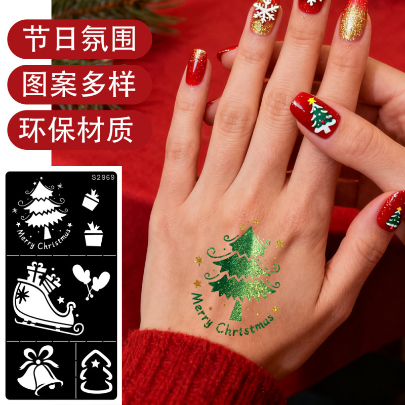 Cross-Border Christmas Halloween Temporary Tattoo Template Waterproof Stanta Skull Temporary Tattoo Template Cross-Border Christmas Halloween Temporary Tattoo Template Waterproof Stanta Skull Temporary Tattoo Template