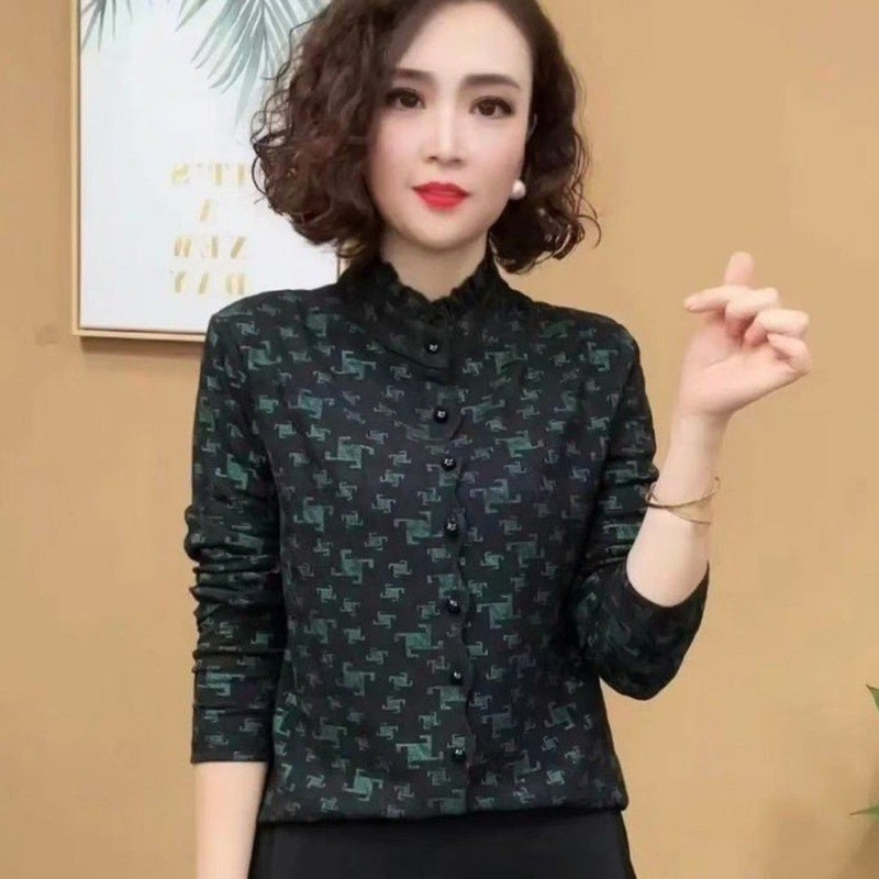 直播款 款时尚洋气百搭秋季立领长袖套头减龄显瘦女士上衣恤|undefined