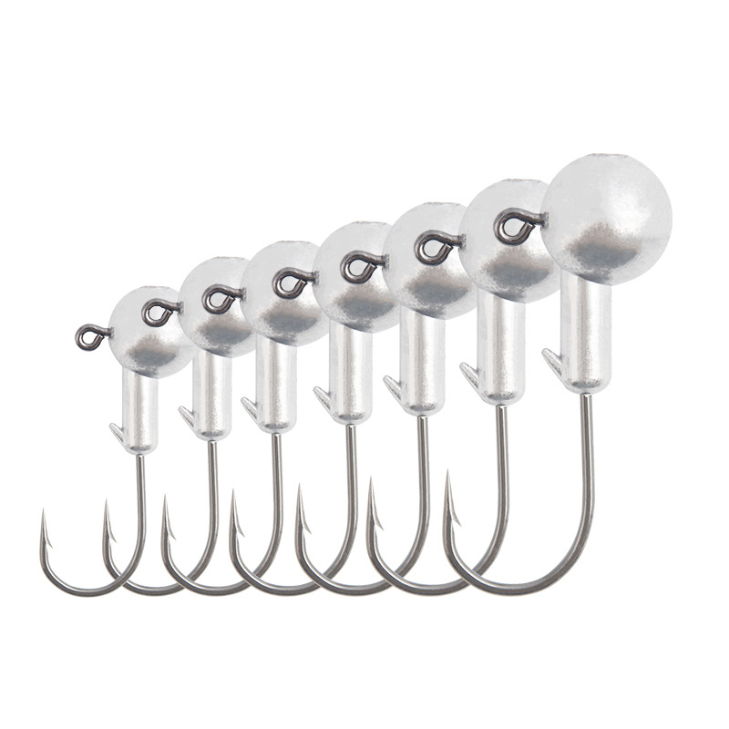 路亞餌原色鉛頭鈎軟餌鈎（5個/袋）多克重加強魚餌鈎 漁具配件