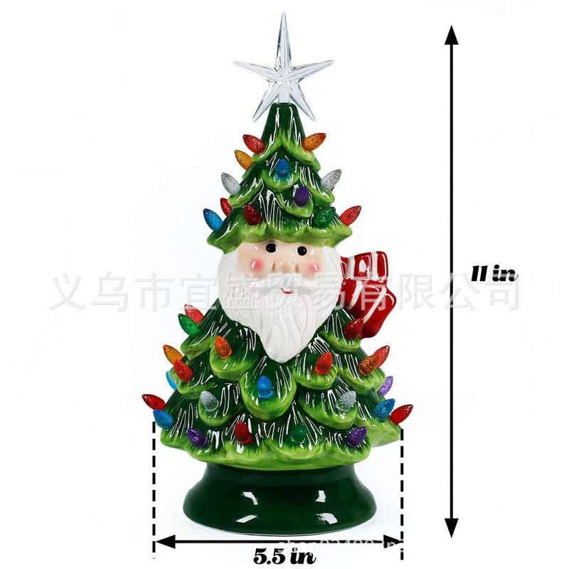 跨境圣诞节圣诞老人摆件圣诞树灯光艺术摆件彩光设计圣诞老人白胡|undefined