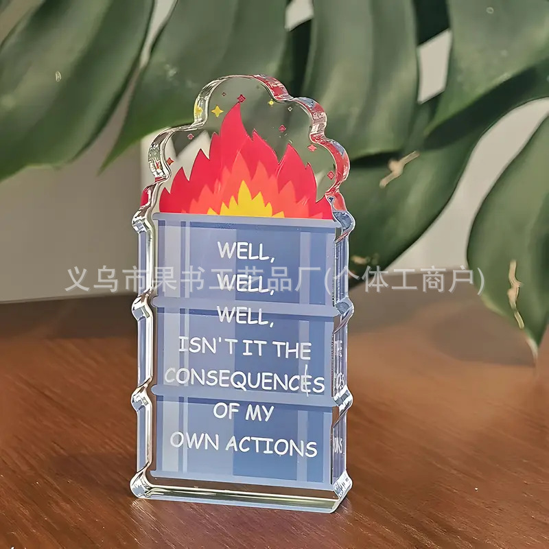 跨境亚克力励志语录可爱插画桌面装饰办公室学习家居灵感治愈礼物