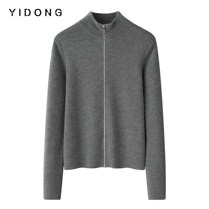 Куртка на молнии, кашемировая бархатная кардиган, увеличение толщины, slim fit, крой, высокий воротник