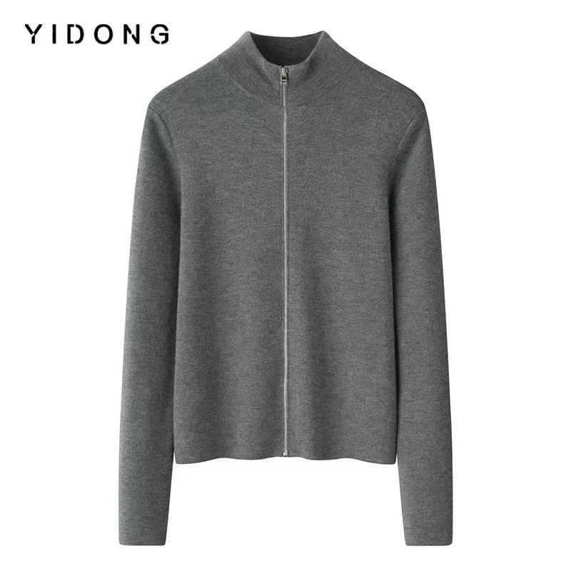 Куртка на молнии, кашемировая бархатная кардиган, увеличение толщины, slim fit, крой, высокий воротник