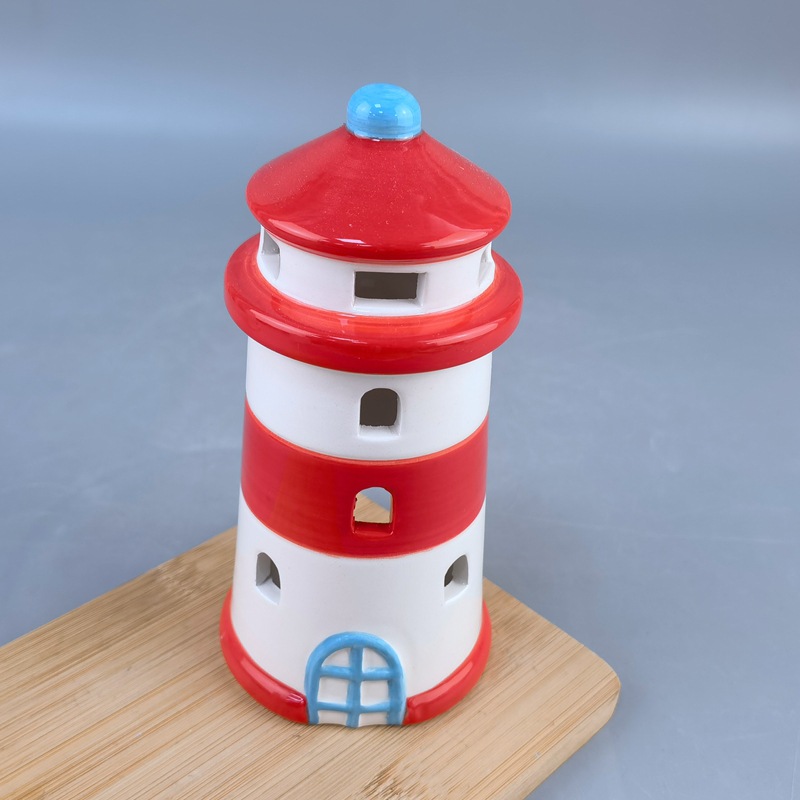 Colores de cerámica de estilo marino cuidadosamente seleccionados candelabro vela hueca decoración de la habitación decoración del hogar decoración LED personalización