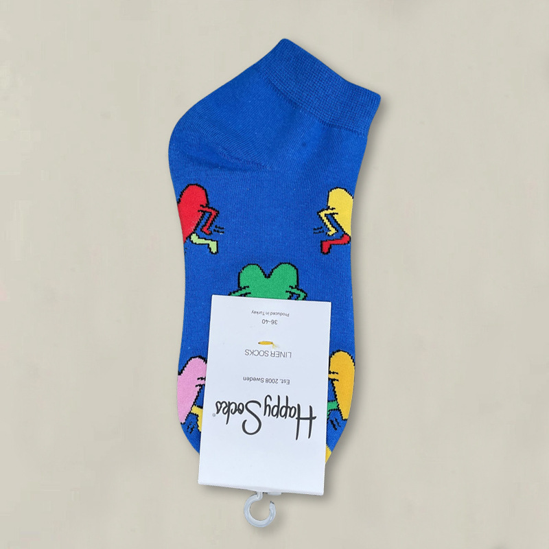 HappySocksハイスキンのショートソックスの漫画の浅い口の低い女性のスウェーデンのファッションのタイプのソックスの春夏のカラー