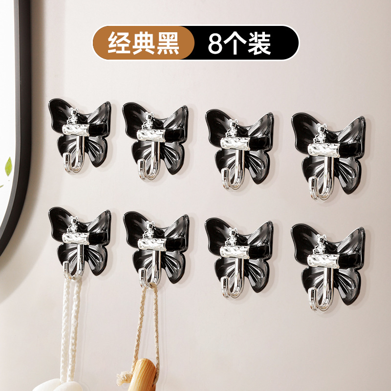 Gancho de mariposa de oso de lujo ligero, adhesivo, fuerte soporte de peso, sin perforación, cocina, baño, puerta de baño, gancho adhesivo que no deja marcas detrás