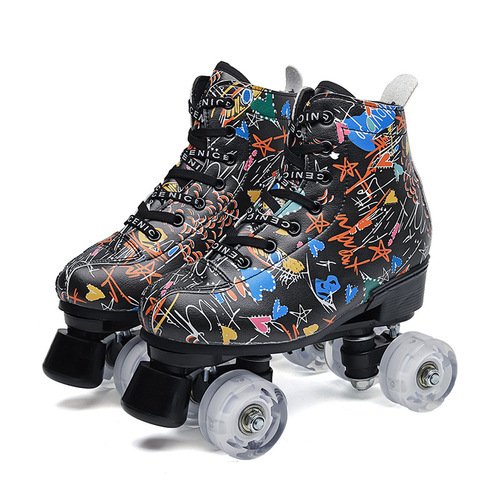 Adult double-row skates, men's and women's double-row roller skates, children's roller skates, baby beginners four-wheel skates