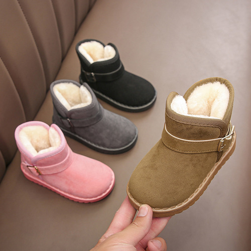 Children's Snow Boots for Boys and Girls, Winter Warmth, Fleece-lined and Thick-soled Short Boots with Soft Soles, Suitable for Middle-aged and Older Children