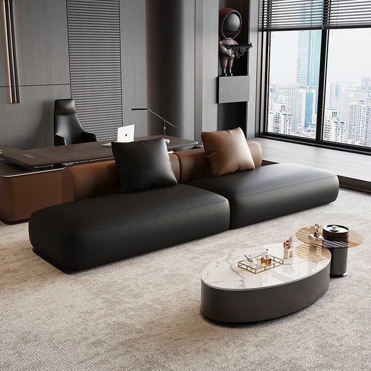 Sofá italiano de lujo recto y curvo mesa de té sala de estar del hotel sala de estar gran sala de recepción mesa y silla combinación