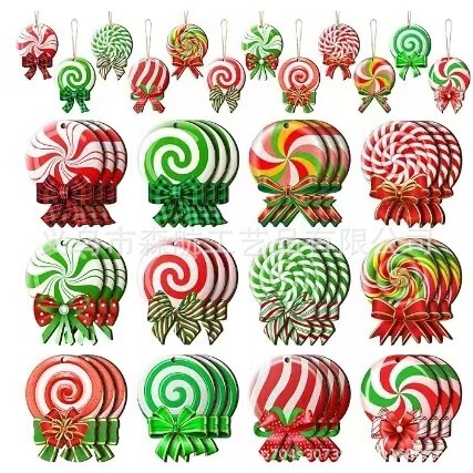 木製のクリスマスの冬の色とりどりのグラデーションのクリスマスのキャンデーのテーマのパーティーの木はお祝いの家の装飾品を掛けます。|undefined