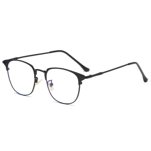 New fashionable plain mirrors for big faces, slimming, metal square glasses frames, women's street photography, color-changing anti-blue light glasses