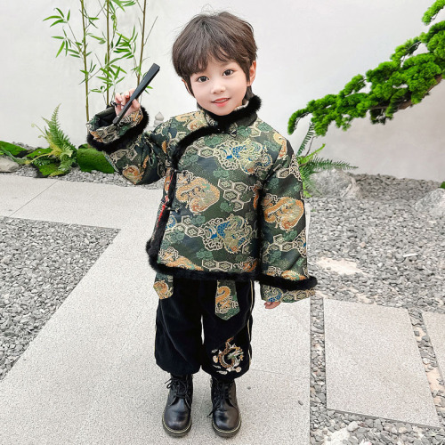 Boys New Year's greetings clothes thickened children's boys baby New Year's clothing Tang suit Chinese style Hanfu suit