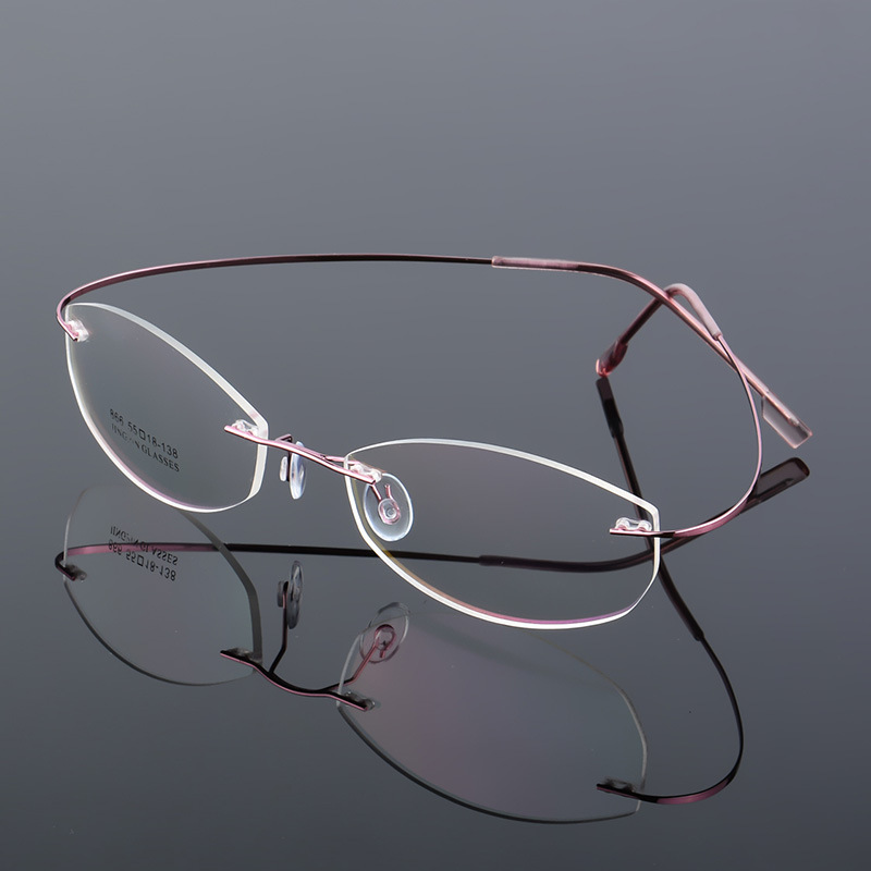 Titanium Alloy Super Elastic Rimless Women's Metal Eyeglass Frame, Prescription Eyeglass Frame, 866 Rimless