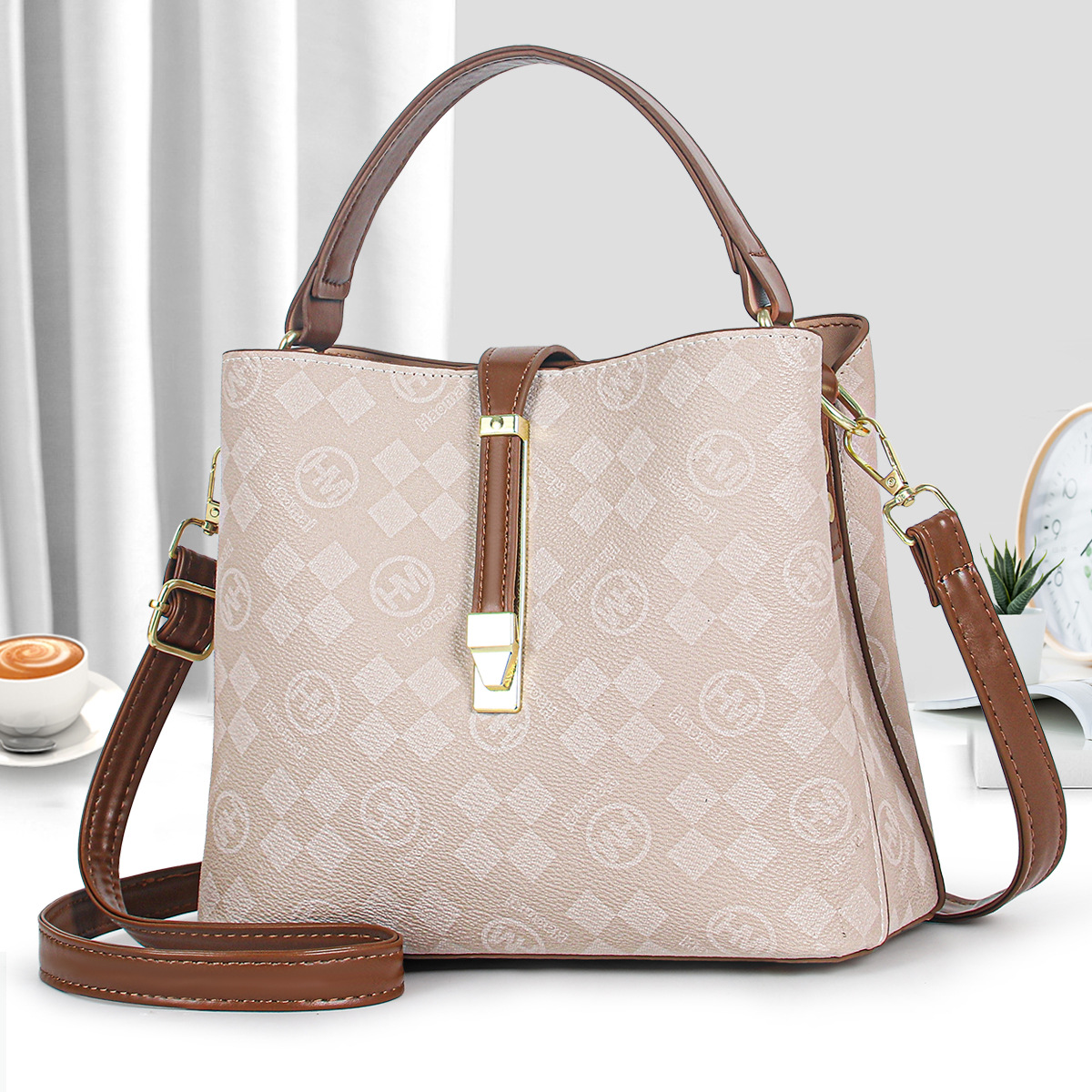 Borsa a secchiello, nuovo modello sul mercato, classica, alla moda, pratica, borsa a mano di grande capacità, borsa a tracolla monospalla per lavoro e vita_voghion.com