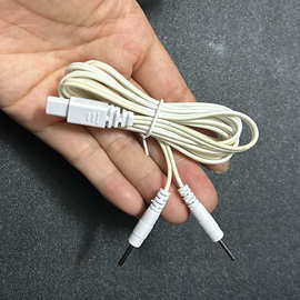 白色英迪双1.5孔1.5米长一拖二插针式电极线 电针仪导线夹子导线