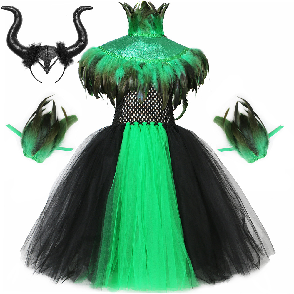 Ropa para niños Ropa para niños Falda de bruja Disfraz de Halloween para niños Vestido de falda de tul de malla para niña Sleeping Curse_voghion.com