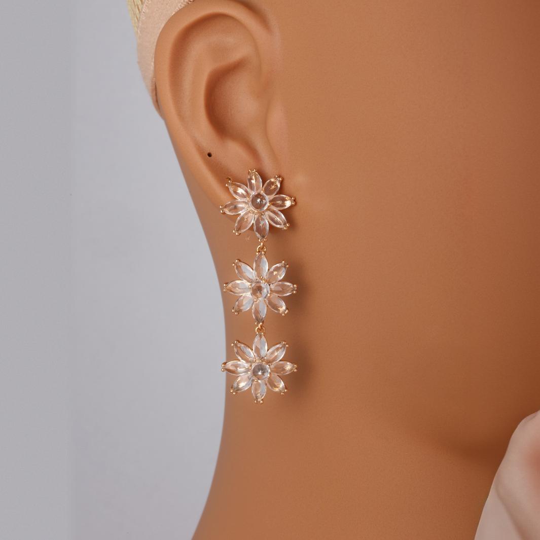 Xuping joyas gemas artificiales coloridas pendientes de flores largas para mujeres pequeños pendientes de moda frescos y lujosos de alta calidad