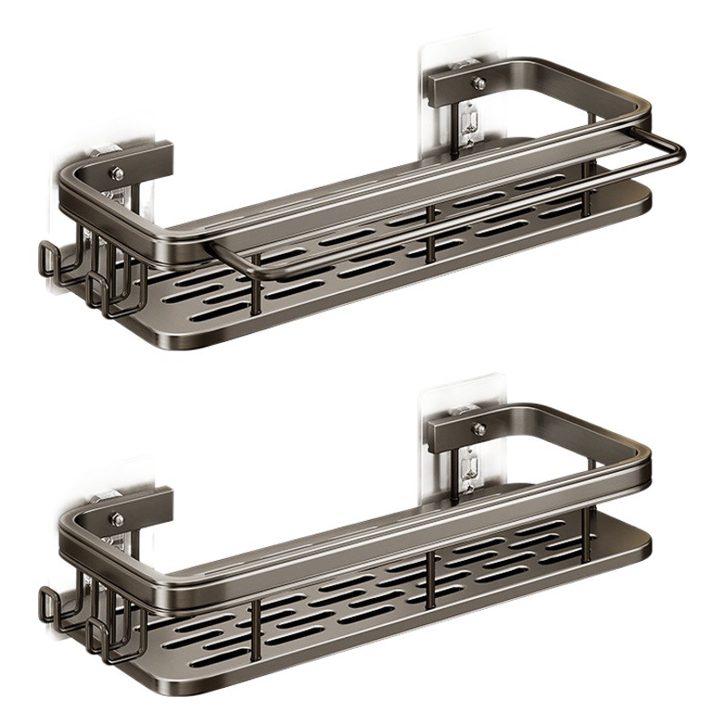 Storage Rectangular Storage Rack Space Aluminum Kitchen Bathroom Wall-mounted Punch-free Bathroom Shelf