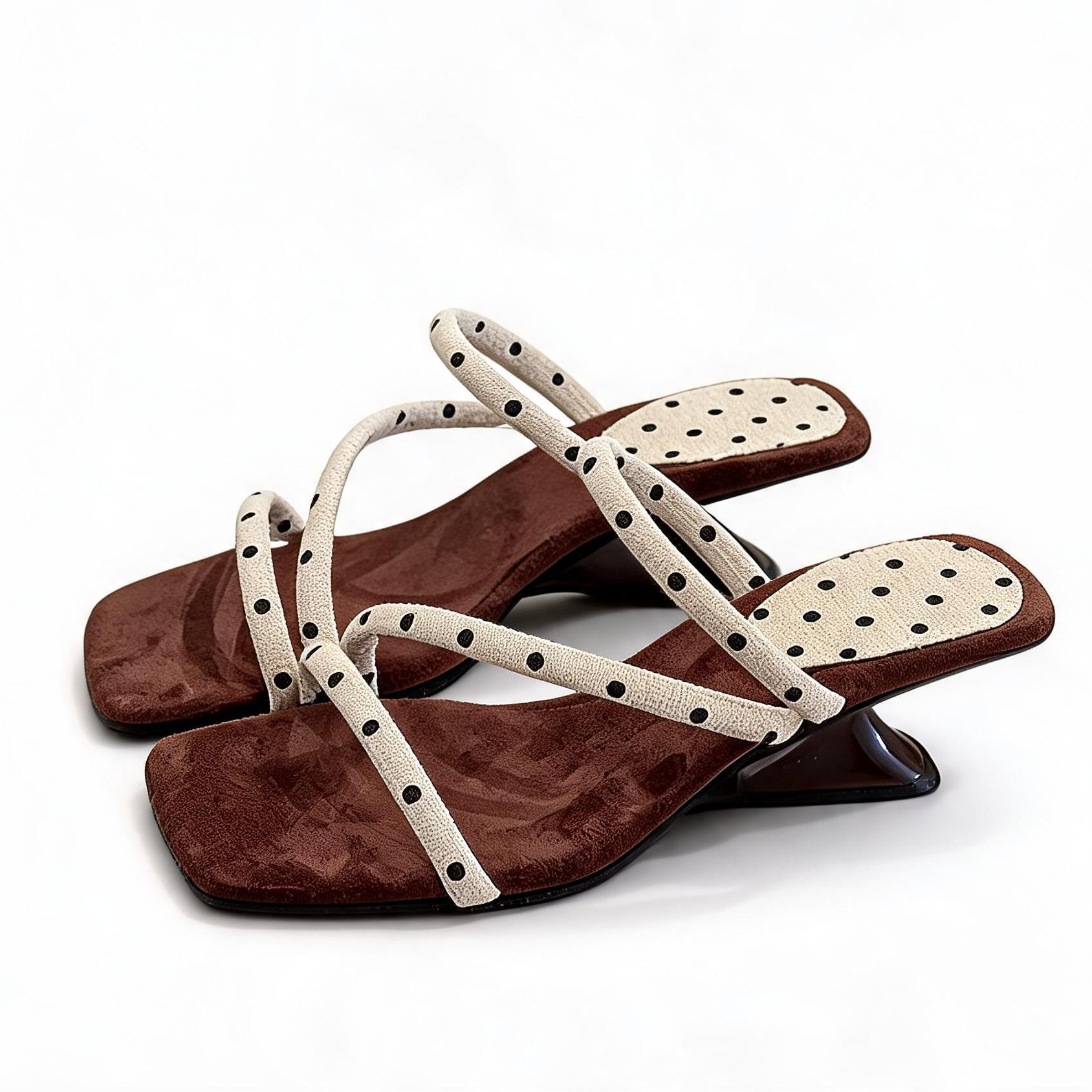 Sandalias de mujer en verano, zapatillas de mujer, correa de punto de onda, tacones bajos, dedos desnudos, retro francés, nuevos zapatos de mujer