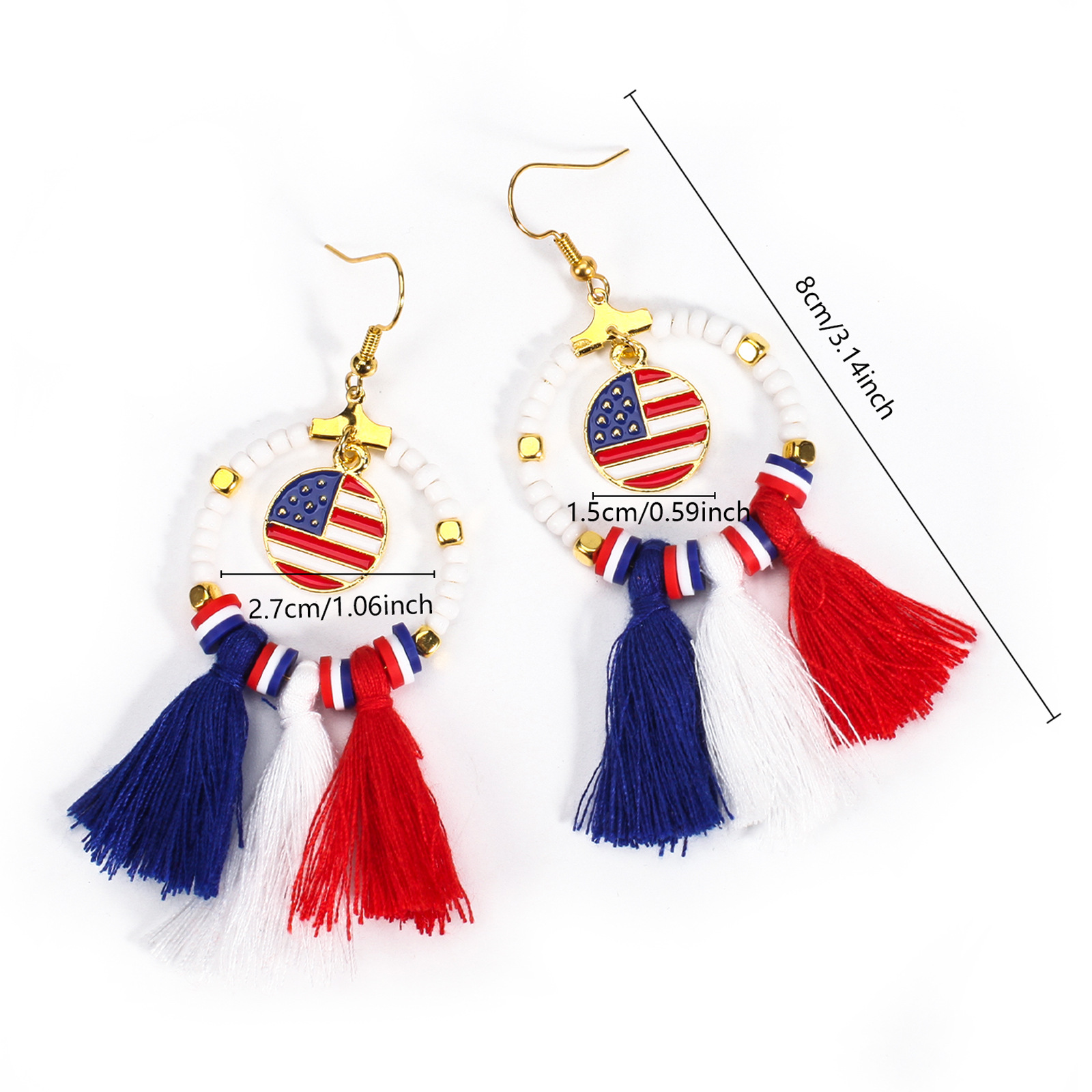 1 Pair Simple Style Classic Style Printing Printing Seed Bead Soft Clay Zinc Alloy Drop Earrings display picture 5