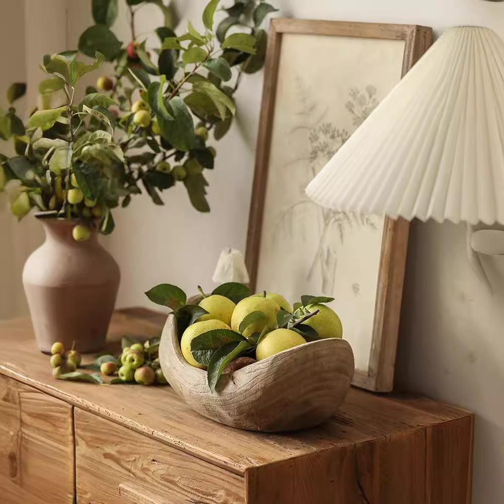 Wooden boat -type fruit plate Silent Wind Display solid wood retro…
