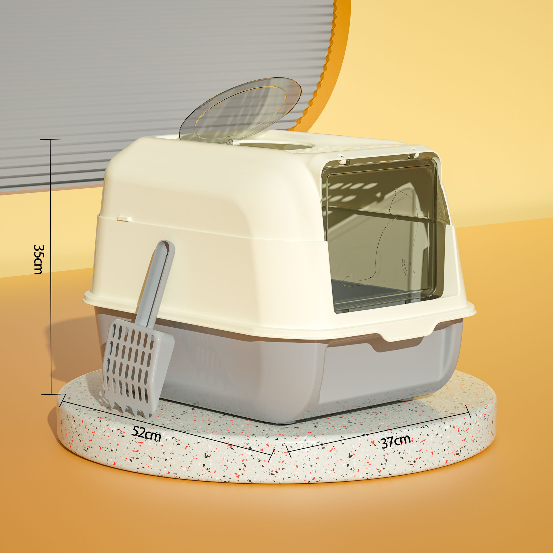 Gran caja de arena para gatos completamente cerrada, aislamiento de olores, salpicaduras externas, inodoro para gatos de gran tamaño, palangana para heces para gatos de doble uso semicerrada, spot al por mayor