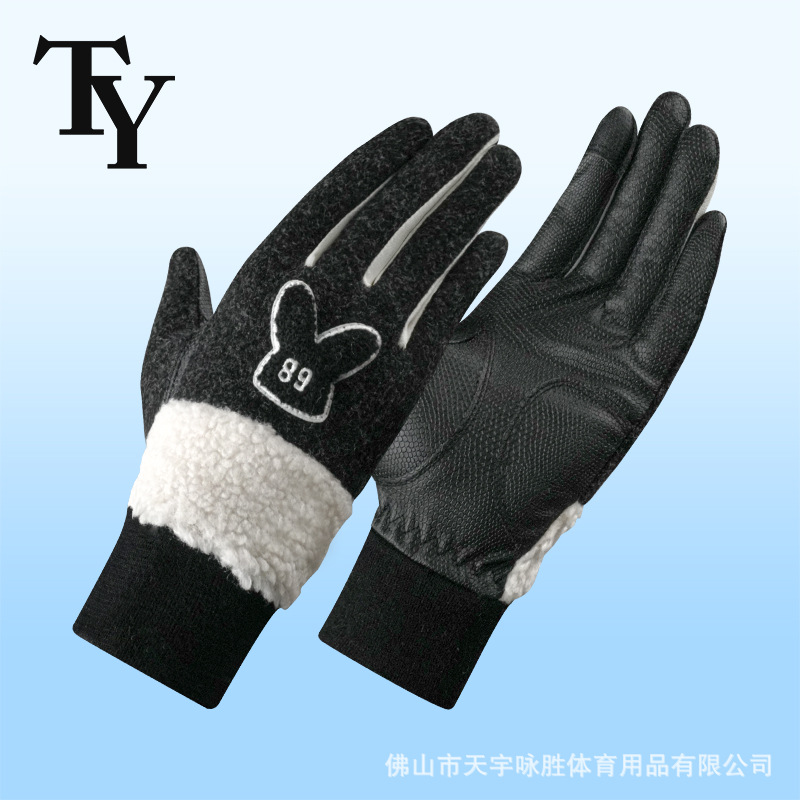 2025 New Golf Gloves Women's Hands Thickened Winter Warm Half Finger White Black Ladies Touch Screen