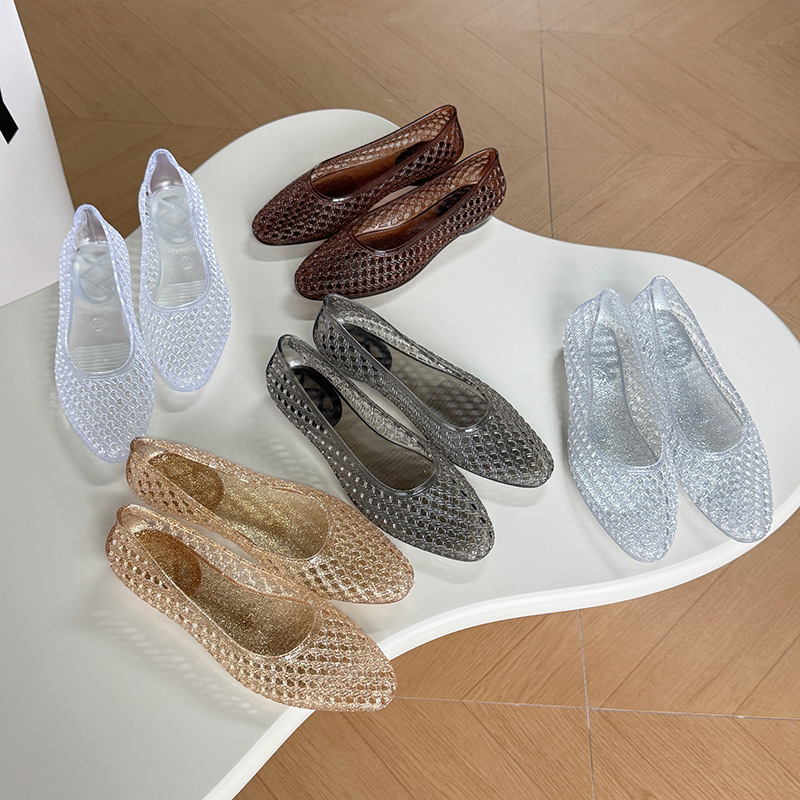 fashionable women's summer elegant exclusive shoes flat pointed-toe