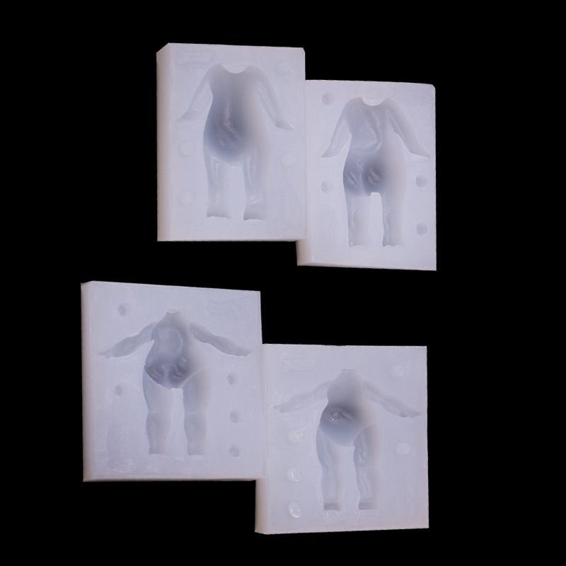 Personaje de dibujos animados Q versión cuerpo molde de silicona muñeca accesorios de producción hechos a mano molde de cerámica suave de arcilla ultraligera