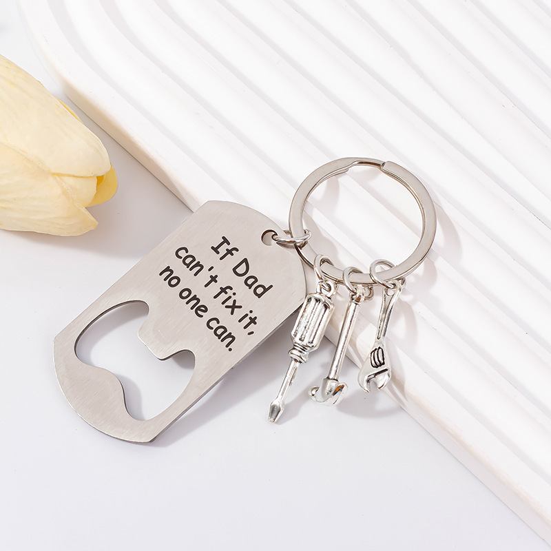 Metal European and American Cross-Border Bottle Opener Father's Day Gift Stainless Steel Lover Couple Engraved Taigang Keychain Gift Metal European and American Cross-Border Bottle Opener Father's Day Gift Stainless Steel Lover Couple Engraved Taigang Keychain Gift