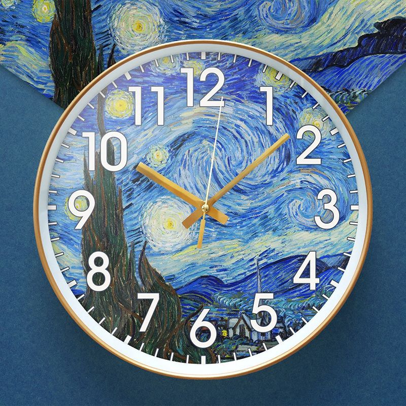 Van Gogh Starry Sky Art Silent Wall Clock Oil Painting Clock Nordic Home Creative Living Room Fashion Casual Bedroom Clock