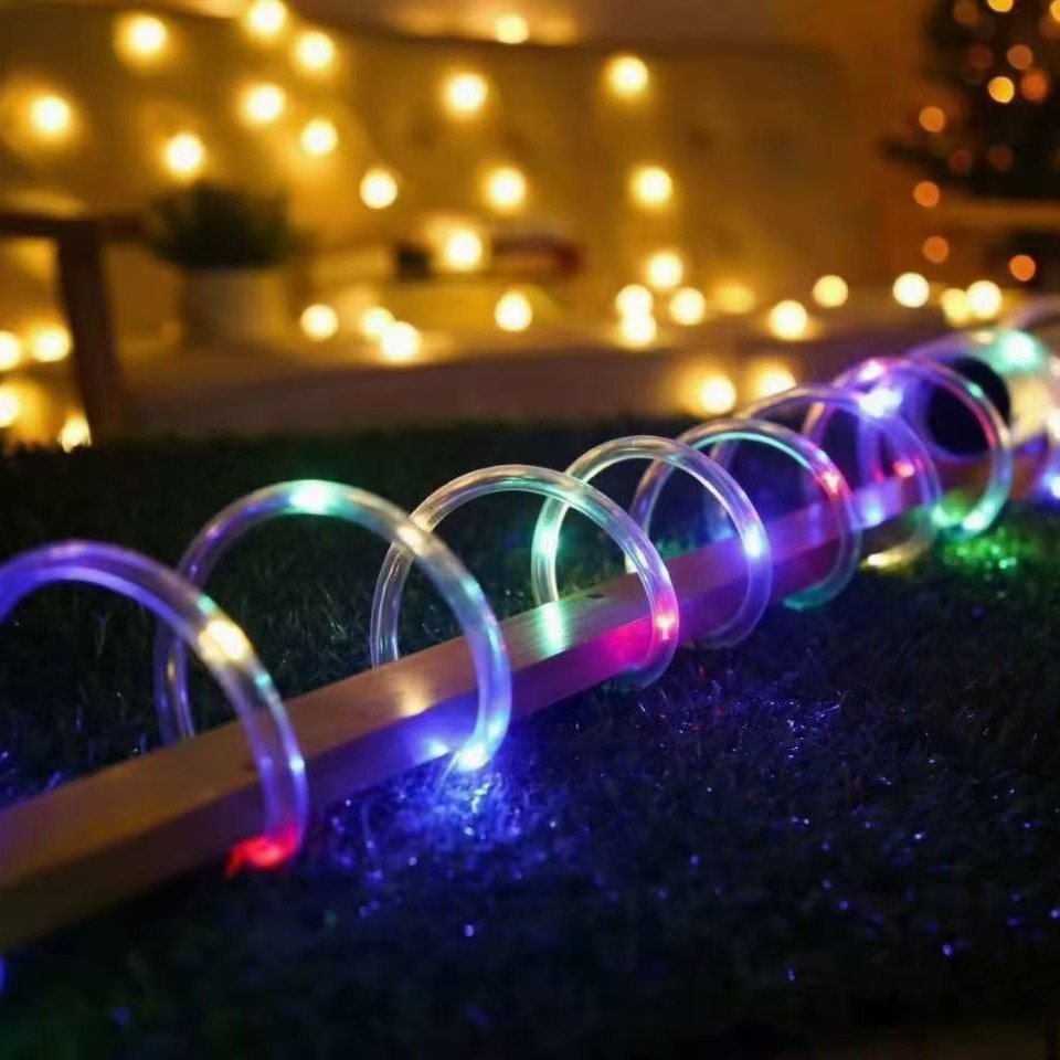 lámpara de tubo solar al aire libre correa de lámpara impermeable lámpara de arco iris lámpara de decoración de jardín lámpara de color led atmosfera lámpara de cadena