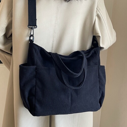 Linen tote bag with large capacity, commuting backpack for women students, single-shoulder hand-held bag, simple large canvas bag