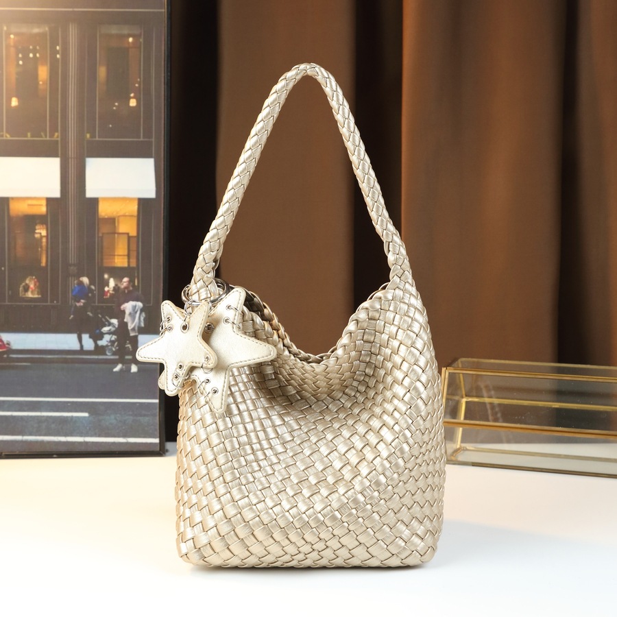 Sommerfrische, gewebte Schultertasche für Damen, Handtasche im Korbstil, fünfzackiges Sterndesign, Mutter-Tochter-Mode, Neuheiten_voghion.com