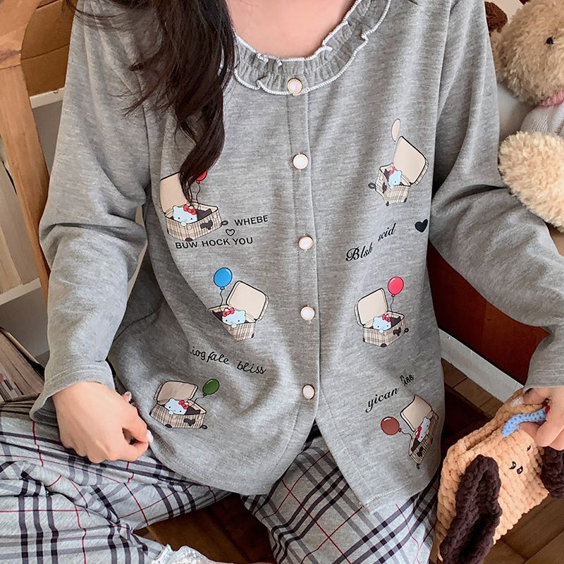带胸垫睡衣女秋冬季甜美可爱羊绒蚕丝长袖长裤保暖少女家居服套装|undefined