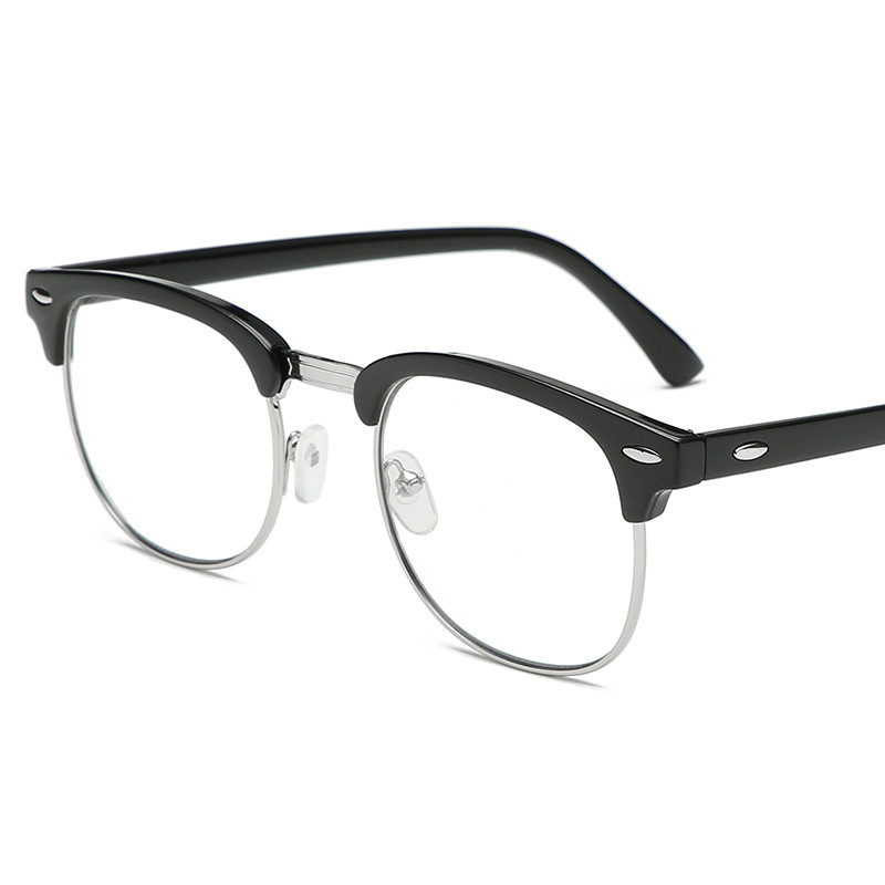 Versatile and Elegant Photochromic Glasses for Myopia, Retro High-End Half-Frame Glasses with Rice Nail Design, Myopia Glasses