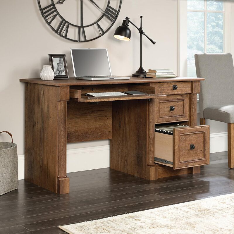 New Chinese Retro Color Office Desk Boss Table Bedroom Study Storage Integrated Multi-functional Walnut Color Desk