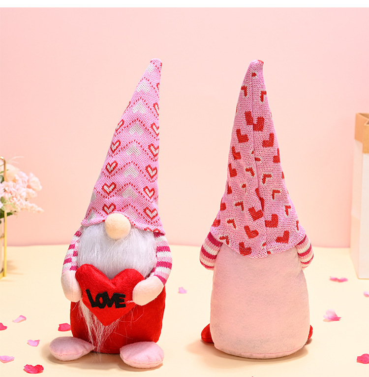 Cute Valentine's Day Gift Pink Rudolf Heart Couple Doll Decoration display picture 2