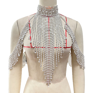 European and American Fashion Tassel Rhinestone Body Chain Banquet Prom Bridal Jewelry Shoulder Chain Accessories Women's Body Necklace