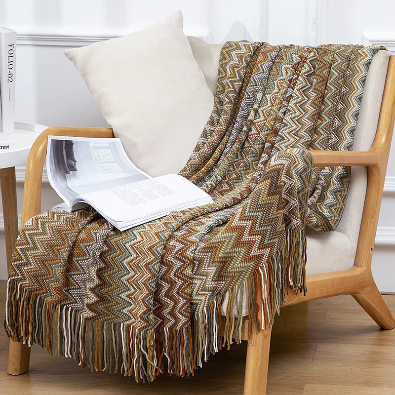 Duvet for sleep, knitted sofa, boho style