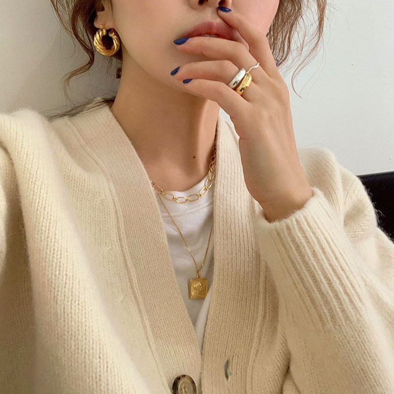 Brand woven fashionable small design earrings with pigtail