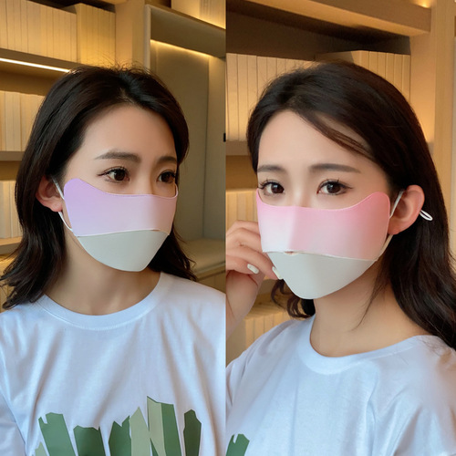  New Sun Protection Eye Corner Summer Women's Ice Silk Gradient Outdoor Ear Hanging Korean Style Sunshade Mask Wholesale