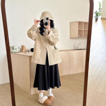 秋冬新款双面羊毛大衣女韩系学院风带帽子款气质显瘦百搭羊绒外套
